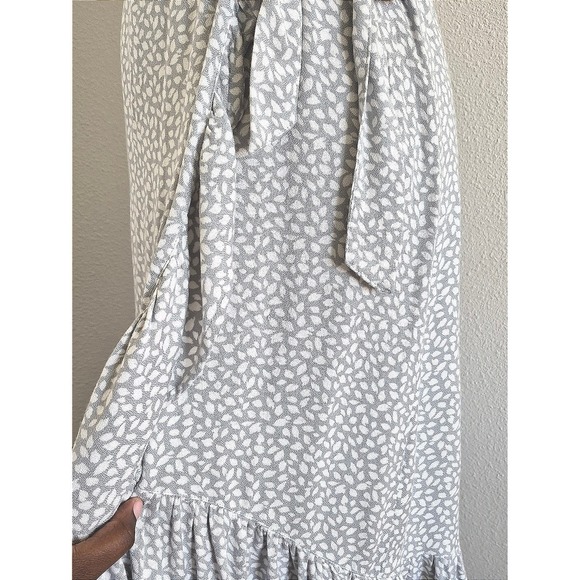 Abercrombie & Fitch Midi Ruffle Wrap Dress size S grey white summer romantic - Picture 9 of 14